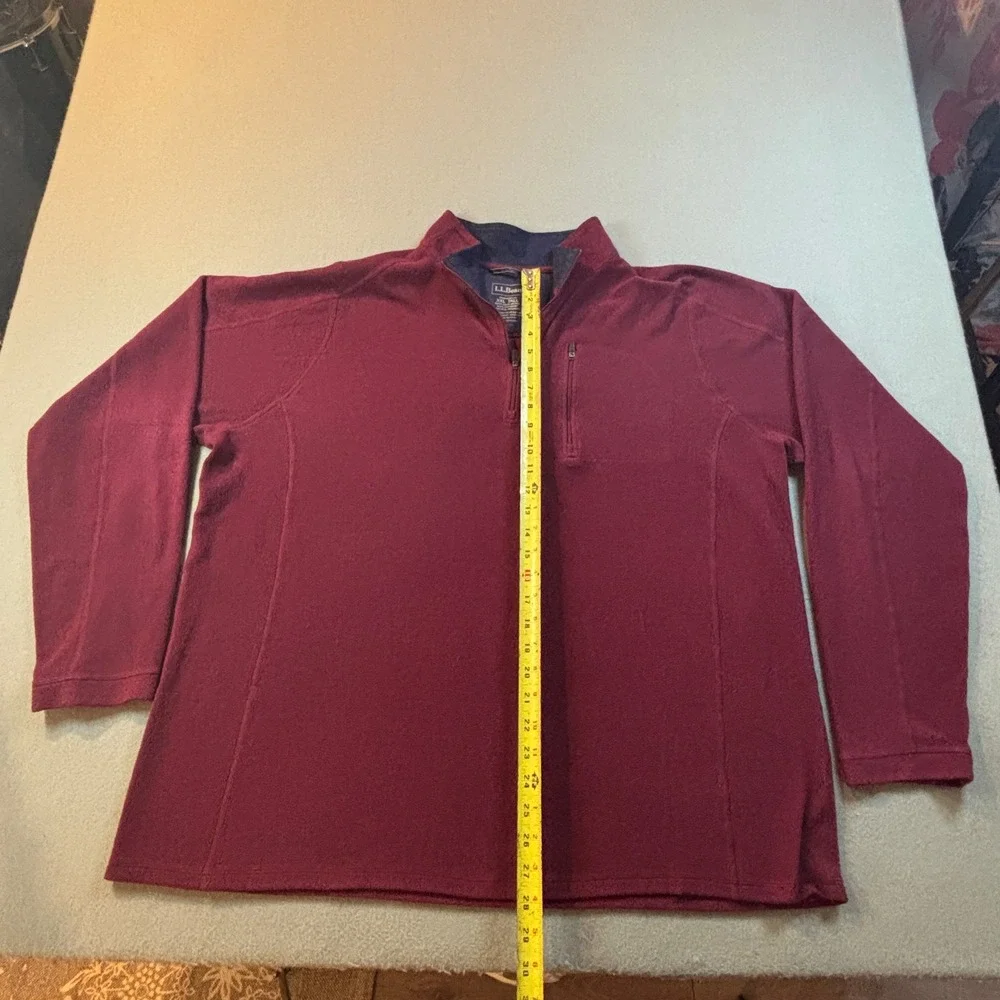 LL Bean 1/4 Quarter Zip Fleece Pullover Mens XXL TALL Burgundy Red Outdoor